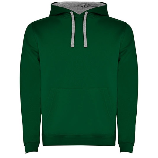Bluza Z Kapturem I Kieszenia Kangurka Czesana Podszewka RY1067 - Bottle Green 56 & Heather Grey 58