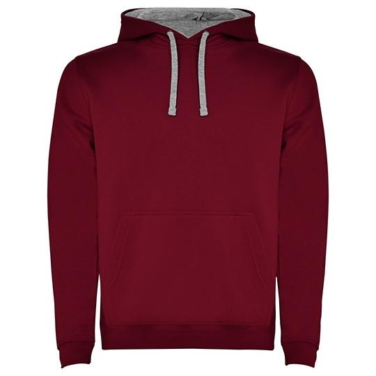 Bluza Z Kapturem I Kieszenia Kangurka Czesana Podszewka RY1067 - Garnet Red 57 & Heather Grey 58