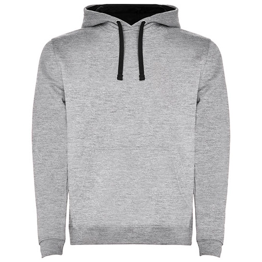 Bluza Z Kapturem I Kieszenia Kangurka Czesana Podszewka RY1067 - Heather Grey 58 & Black 02