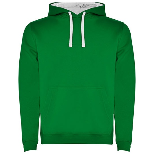 Bluza Z Kapturem I Kieszenia Kangurka Czesana Podszewka RY1067 - Kelly Green 20 & White 01