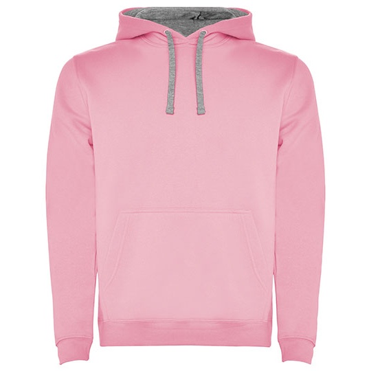Męska bluza z kapturem i kieszenią kangurka RY1067 - Light Pink 48 & Heather Grey 58
