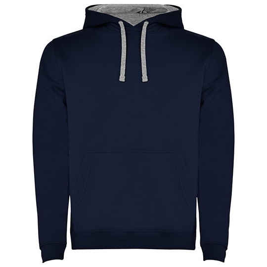 Męska bluza z kapturem i kieszenią kangurka RY1067 - Navy Blue 55 & Heather Grey 58