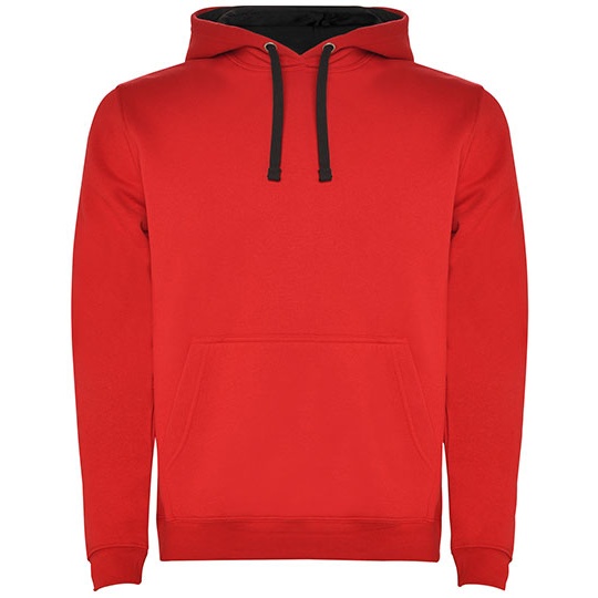 Bluza Z Kapturem I Kieszenią Kangurka Czesana Podszewka RY1067 - Red 60 & Black 02