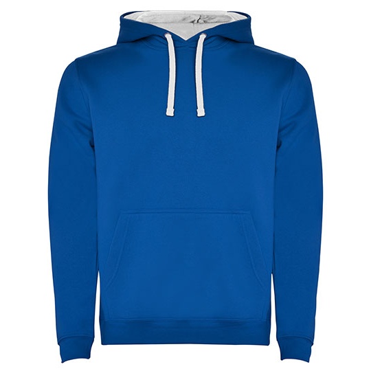 Bluza Z Kapturem I Kieszenia Kangurka Czesana Podszewka RY1067 - Royal Blue 05 & White 01
