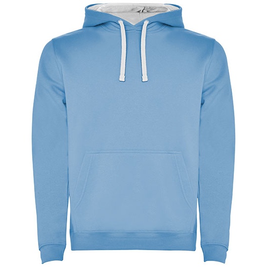 Bluza Z Kapturem I Kieszenia Kangurka Czesana Podszewka RY1067 - Sky Blue 10 & White 01