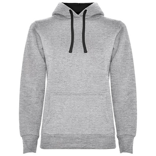 Damska bluza z kapturem Slim RY1068 - Heather Grey 58 & Black 02