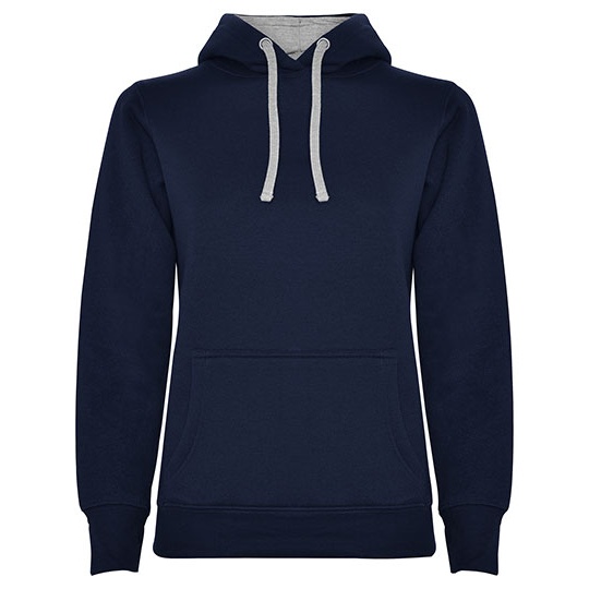 Damska bluza z kapturem Slim RY1068 - Navy Blue 55 & Heather Grey 58