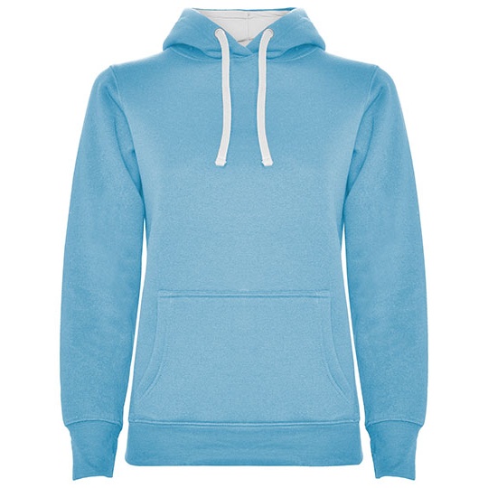 Bluza Damska Dopasowana Z Czesaną Podszewką RY1068 - Sky Blue 10 & White 01