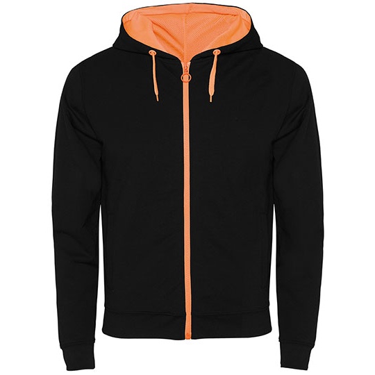 Bluza Unisex Z Kapturem Slub Yarn Odblaskowa RY1105 - Black 02 & Fluor Orange 223