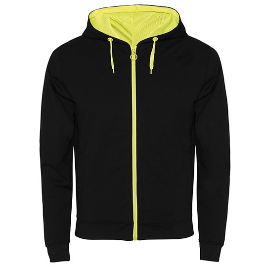 Bluza Unisex Z Kapturem Slub Yarn Odblaskowa RY1105 - Black 02 & Fluor Yellow 221
