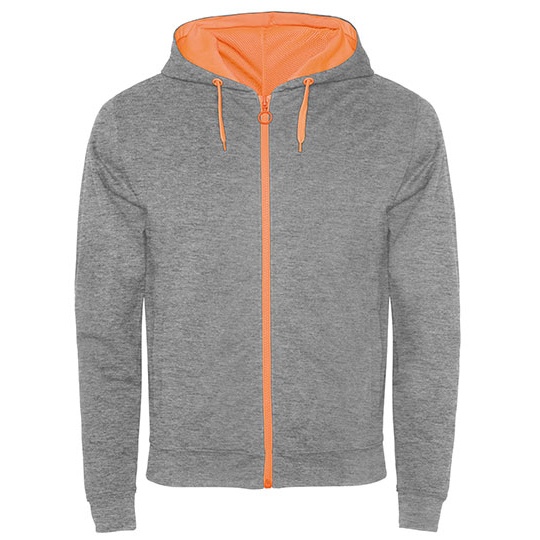 Bluza Unisex Z Kapturem Slub Yarn Odblaskowa RY1105 - Heather Grey 58 & Fluor Orange 223