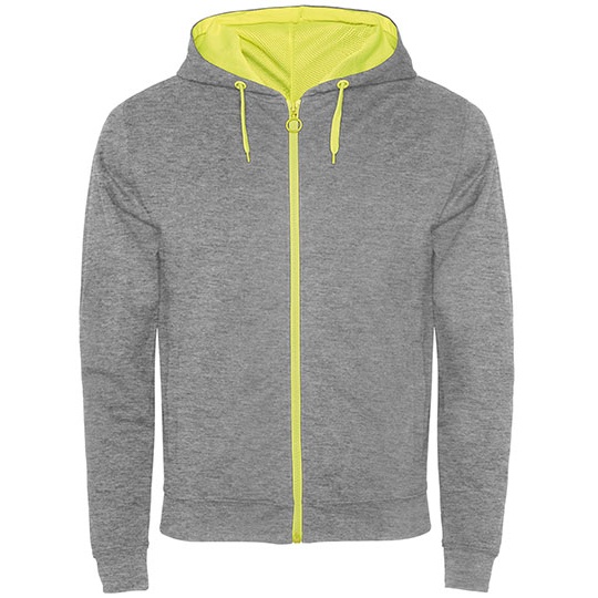 Bluza Unisex Z Kapturem Slub Yarn Odblaskowa RY1105 - Heather Grey 58 & Fluor Yellow 221