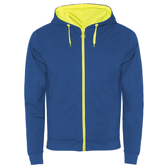 Bluza Unisex Z Kapturem Slub Yarn Odblaskowa RY1105 - Royal Blue 05 & Fluor Yellow 221
