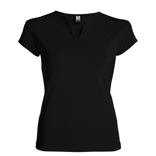 Damski T-shirt Slim Bawelna Czesana z Elastanem RY6532 - Black 02
