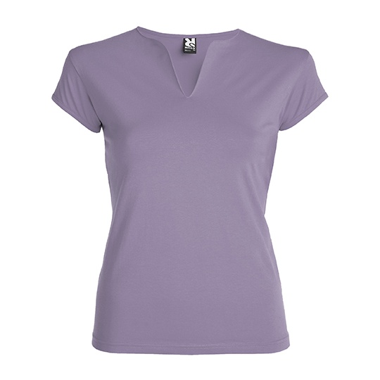 Damski T-shirt Slim Bawelna Czesana z Elastanem RY6532 - Lavender 268