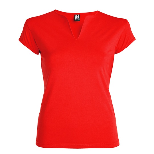 Damski T-shirt Slim Bawelna Czesana z Elastanem RY6532 - Red 60