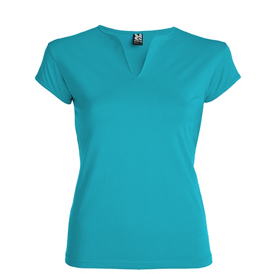 Damski T-shirt Slim Bawelna Czesana z Elastanem RY6532 - Turquoise 12