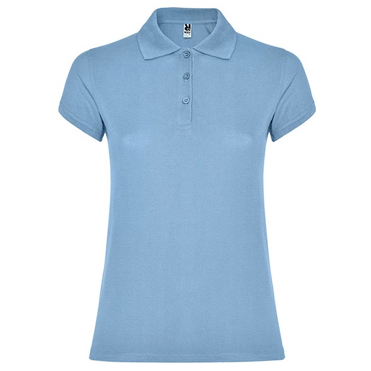 Damska koszulka polo slim RY6634 - Sky Blue 10