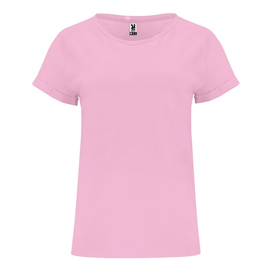 Damski T-shirt z wywijanymi rękawami RY6643 - Light Pink 48