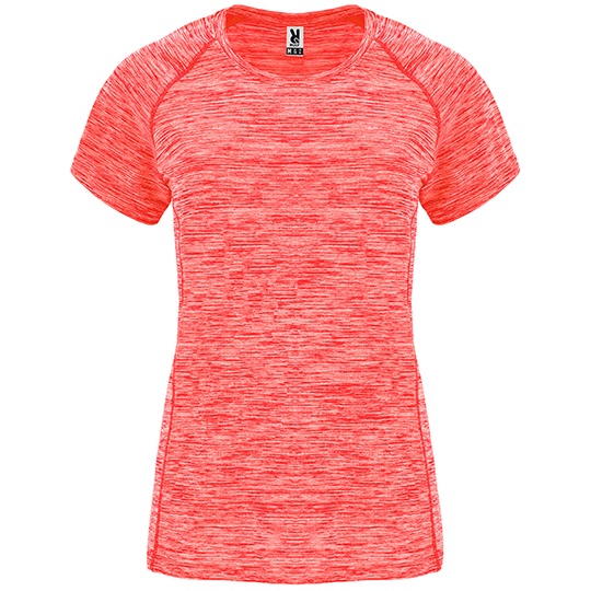 T-shirt Damski Luzny Kroj Poliester Funkcyjny RY6649 - Heather Fluor Coral 244