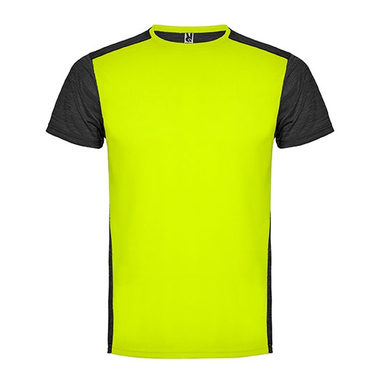 Koszulka Meska Funkcyjna Poliester RY6653 - Fluor Yellow 221 & Heather Black 243
