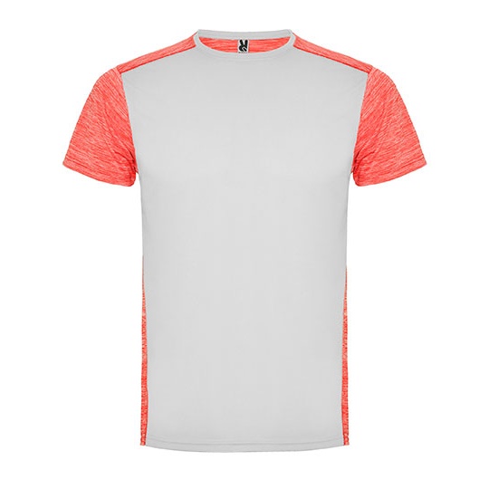 Koszulka Męska Funkcyjna Poliester RY6653 - White 01 & Heather Fluor Coral 244