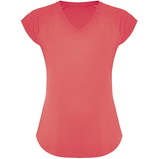 T-shirt funkcyjny slim z dekoltem w szpic RY6658 - Fluor Coral 234