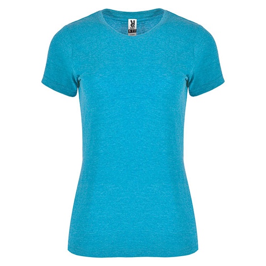 T-shirt Damski Melanzowy Bez Szwow Bocznych RY6661 - Heather Turquoise 246