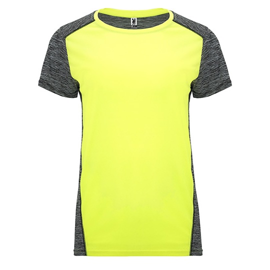 Koszulka Damska Funkcyjna Oddychajaca Szybkoschnaca RY6663 - Fluor Yellow 221 & Heather Black 243
