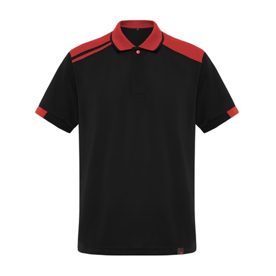Koszulka Polo Męska Pika Oddychająca RY8410 - Black 02 & Red 60