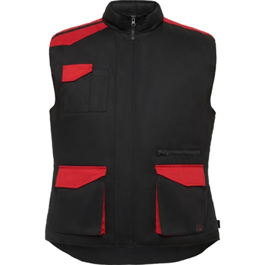 Kamizelka Robocza Wiatroszczelna Twill RY8414 - Black 02 & Red 60