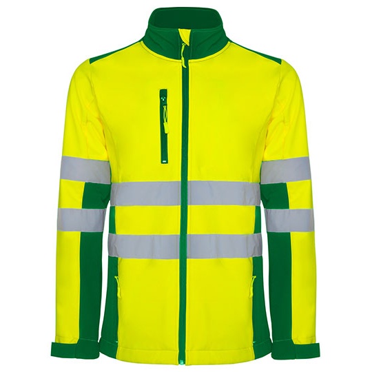 Kurtka Softshell Odblaskowa Wiatroszczelna RY9303 - Garden Green 52 & Fluor Yellow 221