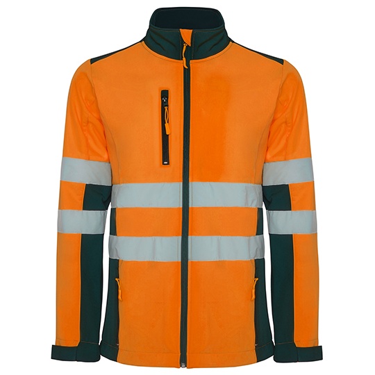 Kurtka Softshell Odblaskowa Wiatroszczelna RY9303 - Navy Blue 55 & Fluor Orange 223