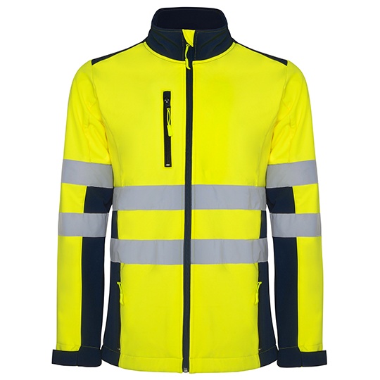 Kurtka Softshell Odblaskowa Wiatroszczelna RY9303 - Navy Blue 55 & Fluor Yellow 221