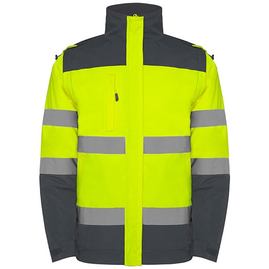 Parka Robocza Wodoodporna Wiatroszczelna Odblaskowa RY9304 - Lead 23 & Fluor Yellow 221