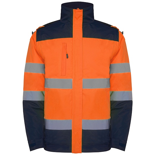 Parka Robocza Wodoodporna Wiatroszczelna Odblaskowa RY9304 - Navy Blue 55 & Fluor Orange 223