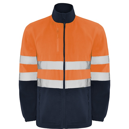 Bluza Mikropolar Odblaskowa Wiatroodporna RY9305 - Navy Blue 55 & Fluor Orange 223
