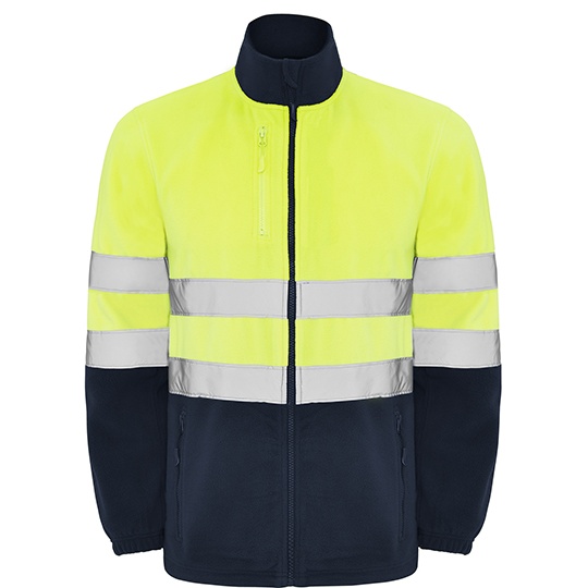 Bluza Mikropolar Odblaskowa Wiatroodporna RY9305 - Navy Blue 55 & Fluor Yellow 221