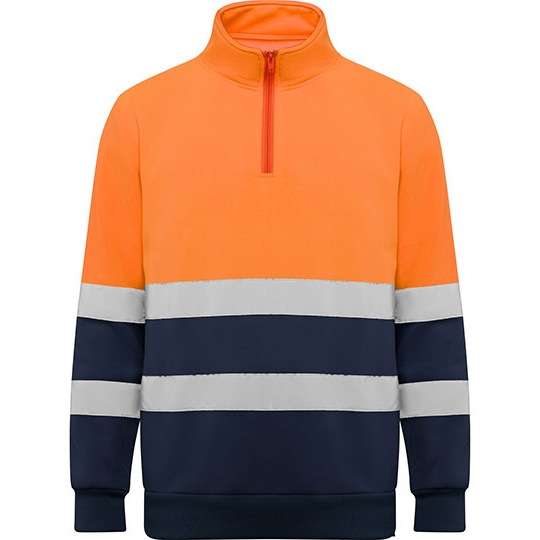 Bluza ostrzegawcza z półzamkiem i ściągaczem RY9314 - Navy Blue 55 & Fluor Orange 223