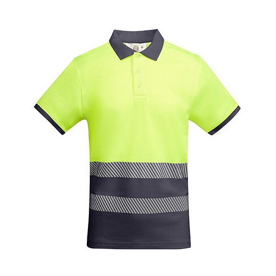 Koszulka Polo Meska Krotki Rekaw Oddychajaca Hi-Vis RY9318 - Lead 23 & Fluor Yellow 221