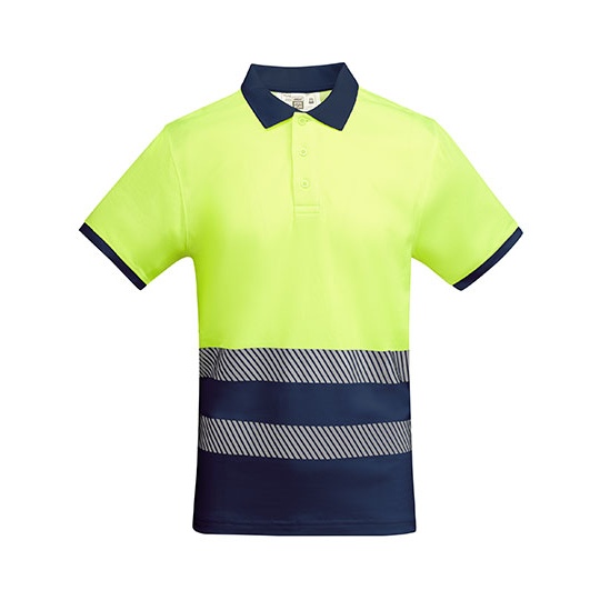 Koszulka Polo Meska Krotki Rekaw Oddychajaca Hi-Vis RY9318 - Navy Blue 55 & Fluor Yellow 221