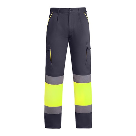 Spodnie Robocze Dlugie z Podszewka Odblaskowe HiVis RY9321 - Lead 23 & Fluor Yellow 221