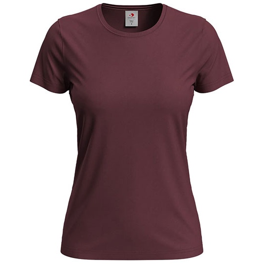 T-shirt Damski Klasyczny Bawelniany S141 - Bordeaux