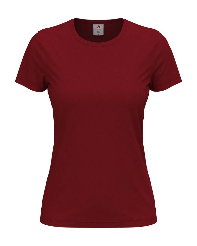 T-shirt Damski Klasyczny Bawelniany S141 - Bordeaux
