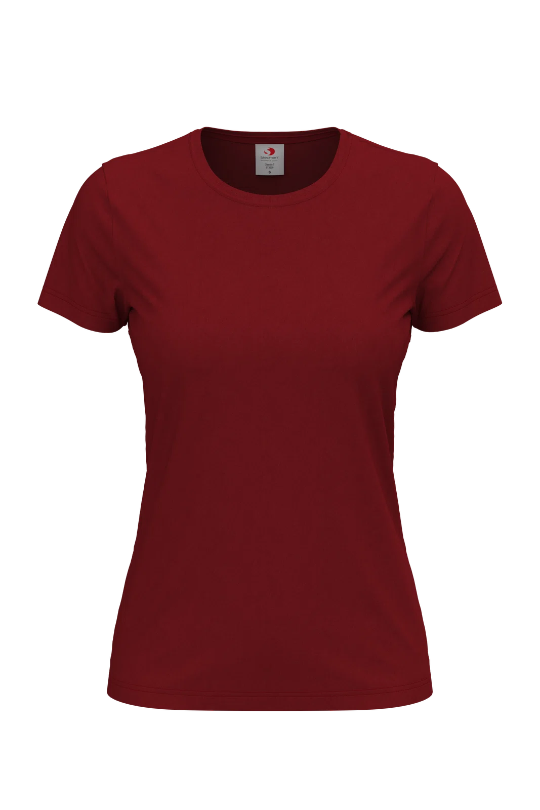 T-shirt Damski Klasyczny Bawelniany S141 - Bordeaux