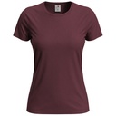 T-shirt Damski Klasyczny Bawelniany S141 - Bordeaux