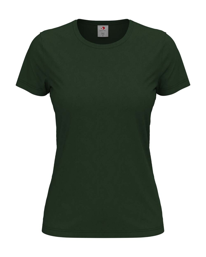 T-shirt Damski Klasyczny Bawelniany S141 - Bottle Green
