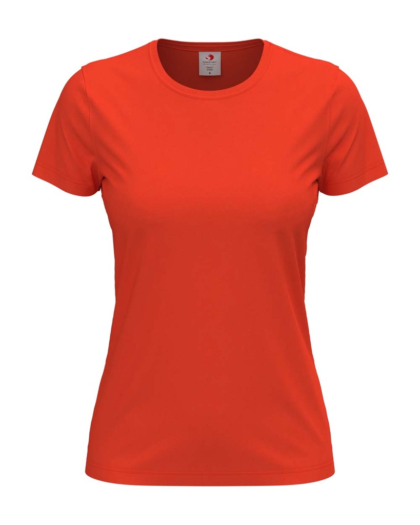 T-shirt Damski Klasyczny Bawelniany S141 - Brilliant Orange