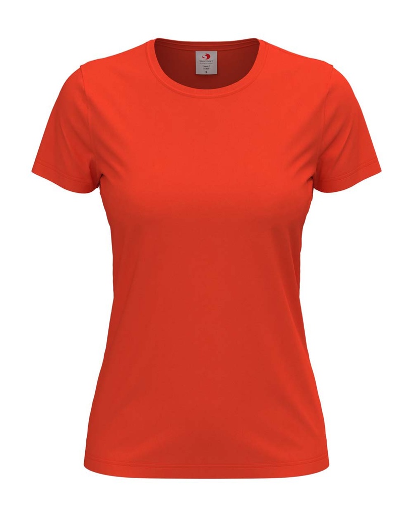 T-shirt Damski Klasyczny Bawelniany S141 - Brilliant Orange