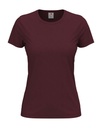 T-shirt Damski Klasyczny Bawelniany S141 - Burgundy Red